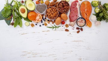 Ketogenic low carbs diet concept. Ingredients for healthy foods